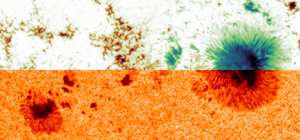 Continuum intensity and longitudinal magnetic field acquired by SO/PHI-HRT