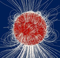 The solar magnetic field in a simulation.