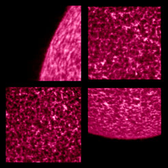 These solar images have been produced by the high resolution imager, HRILYA telescope, which is part of the Extreme Ultraviolet Imager (EUI) instrument on ESA’s Solar Orbiter spacecraft. The images show the solar atmosphere below the hot corona in a wavelength of 121.6 nanometers. This section of the Sun’s lower atmosphere has a temperature of about ten-thousand to hundred-thousand degrees Kelvin. The pattern is produced by convective motions underneath, but individual bright features within this pattern can correspond to the footprints of magnetic structures higher up in the corona.